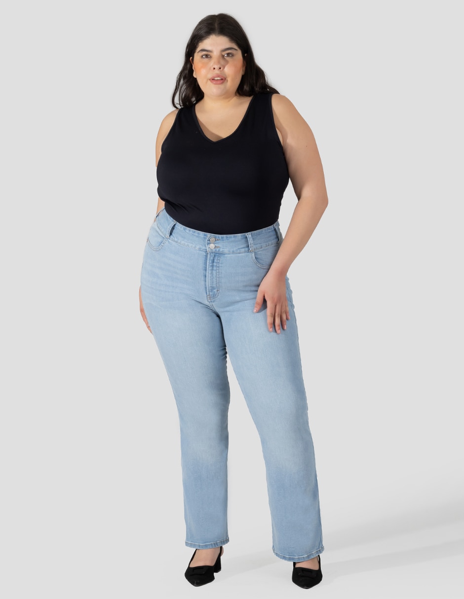 Jeans regular bota corte cintura alta para mujer