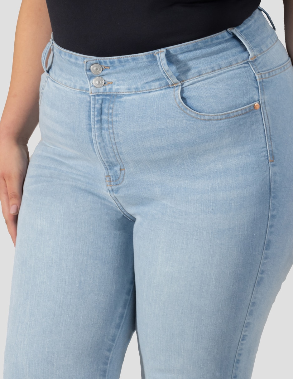 Jeans regular bota corte cintura alta para mujer