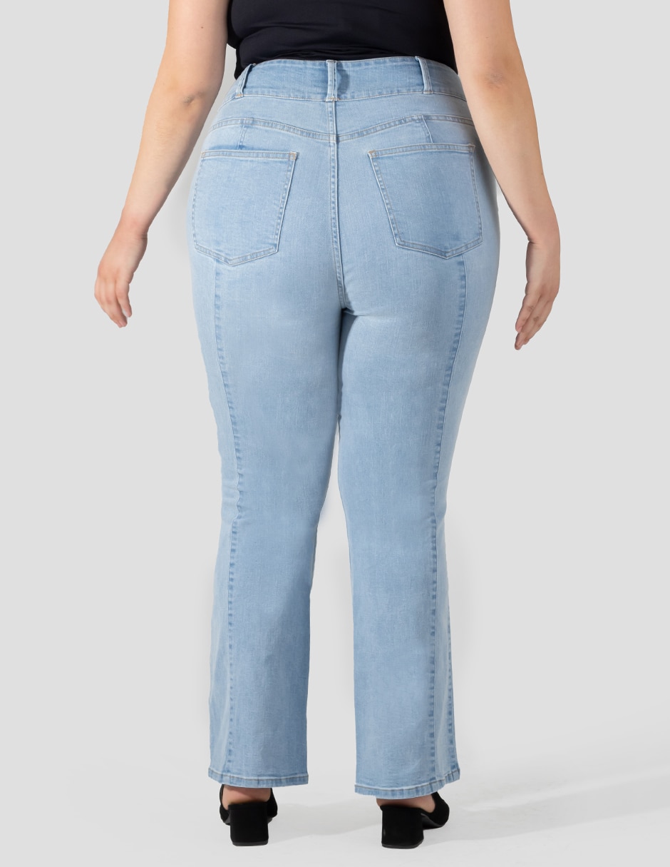 Jeans regular bota corte cintura alta para mujer