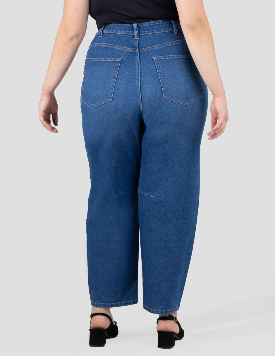 Jeans regular barrel corte cintura alta para mujer 2