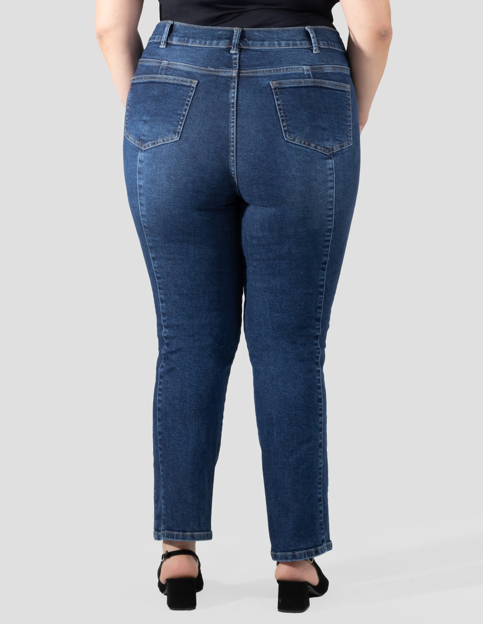 Jeans regular skinny corte cintura alta para mujer