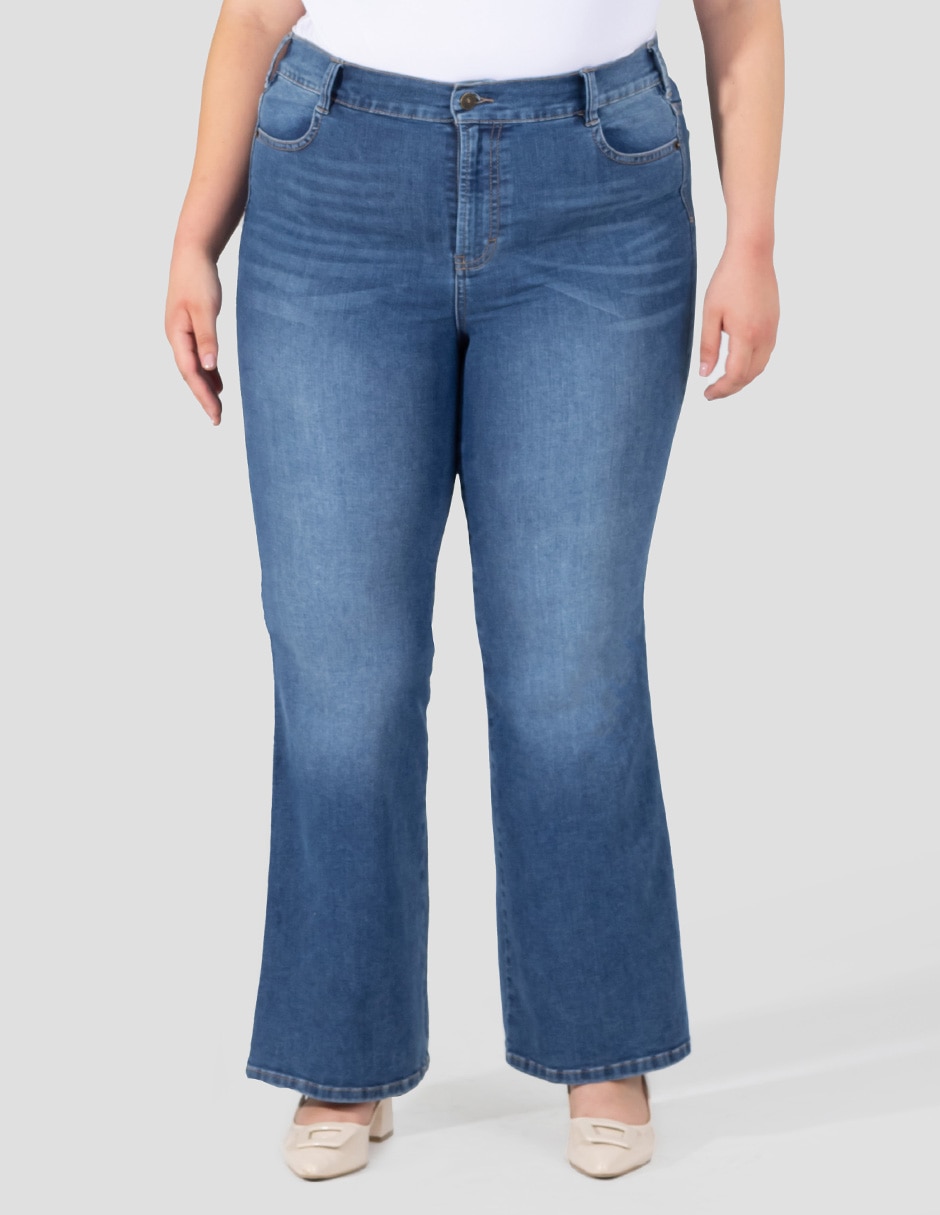 Jeans regular flare corte cintura alta para mujer Jeans regular flare corte cintura alta para mujer
