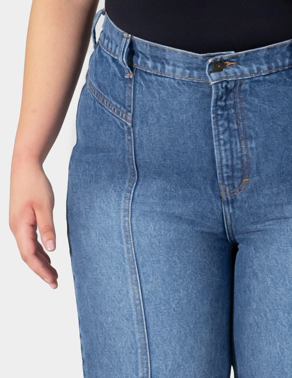 Jeans regular straight corte cintura alta para mujer