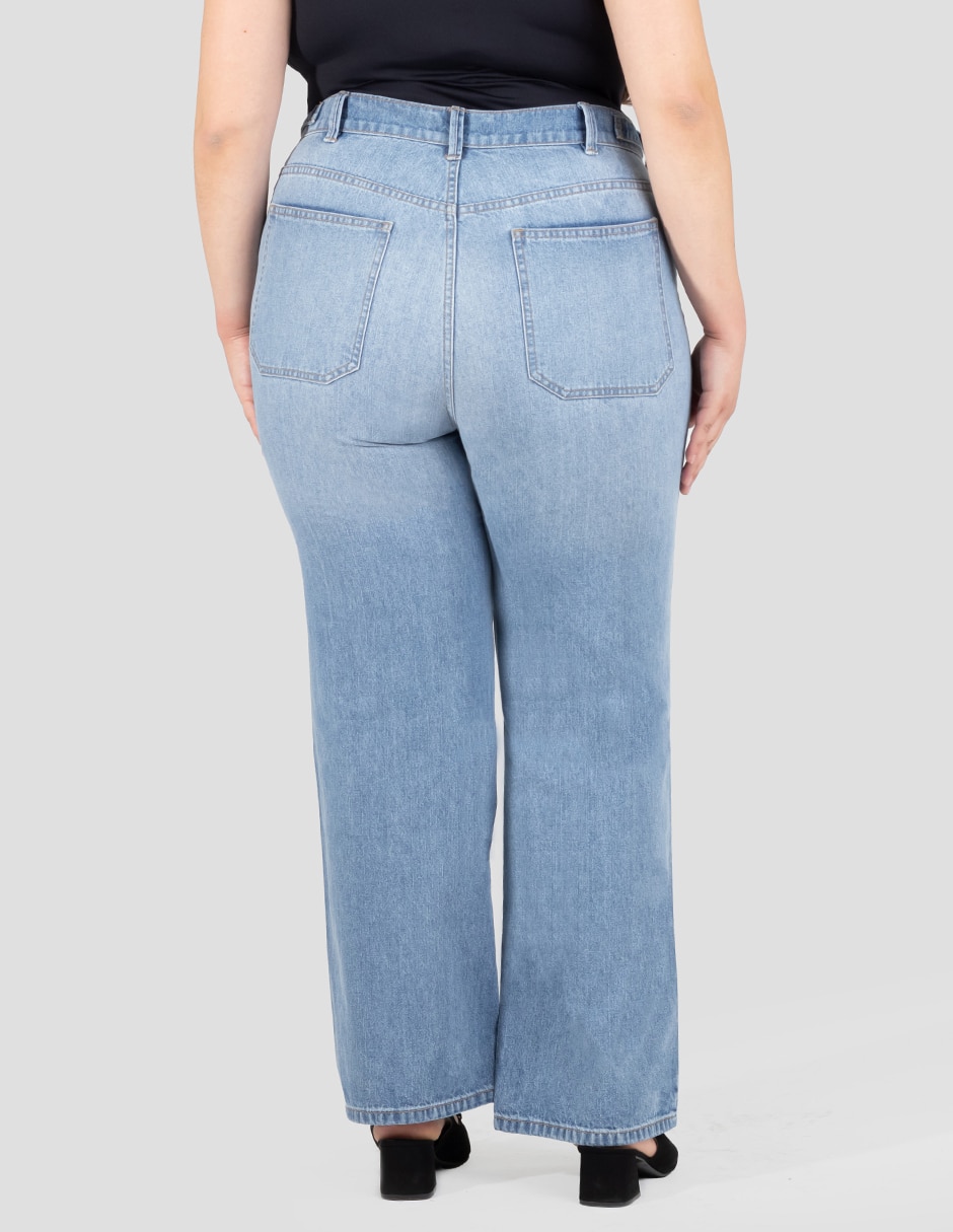Jeans regular straight corte cintura alta para mujer 4