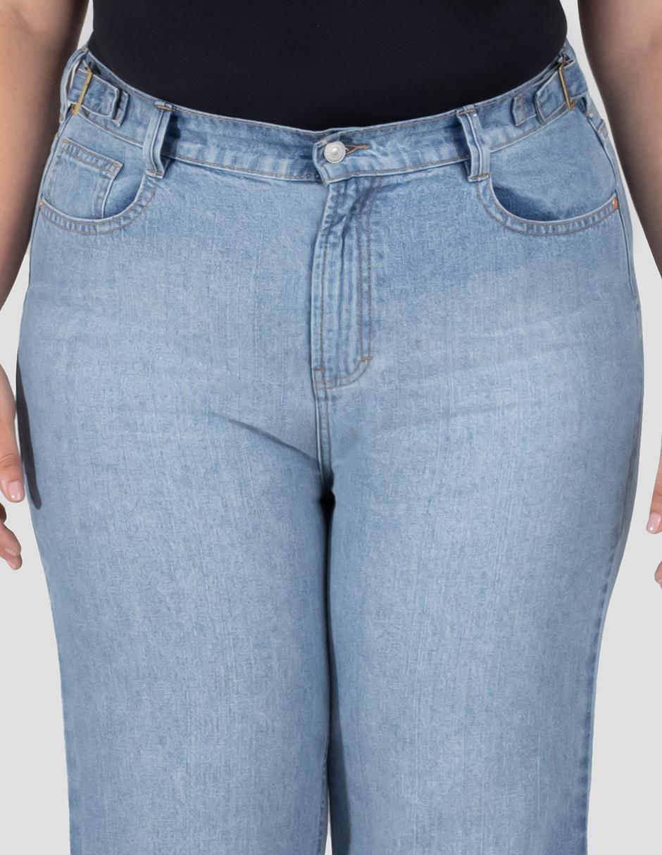 Jeans regular straight corte cintura alta para mujer
