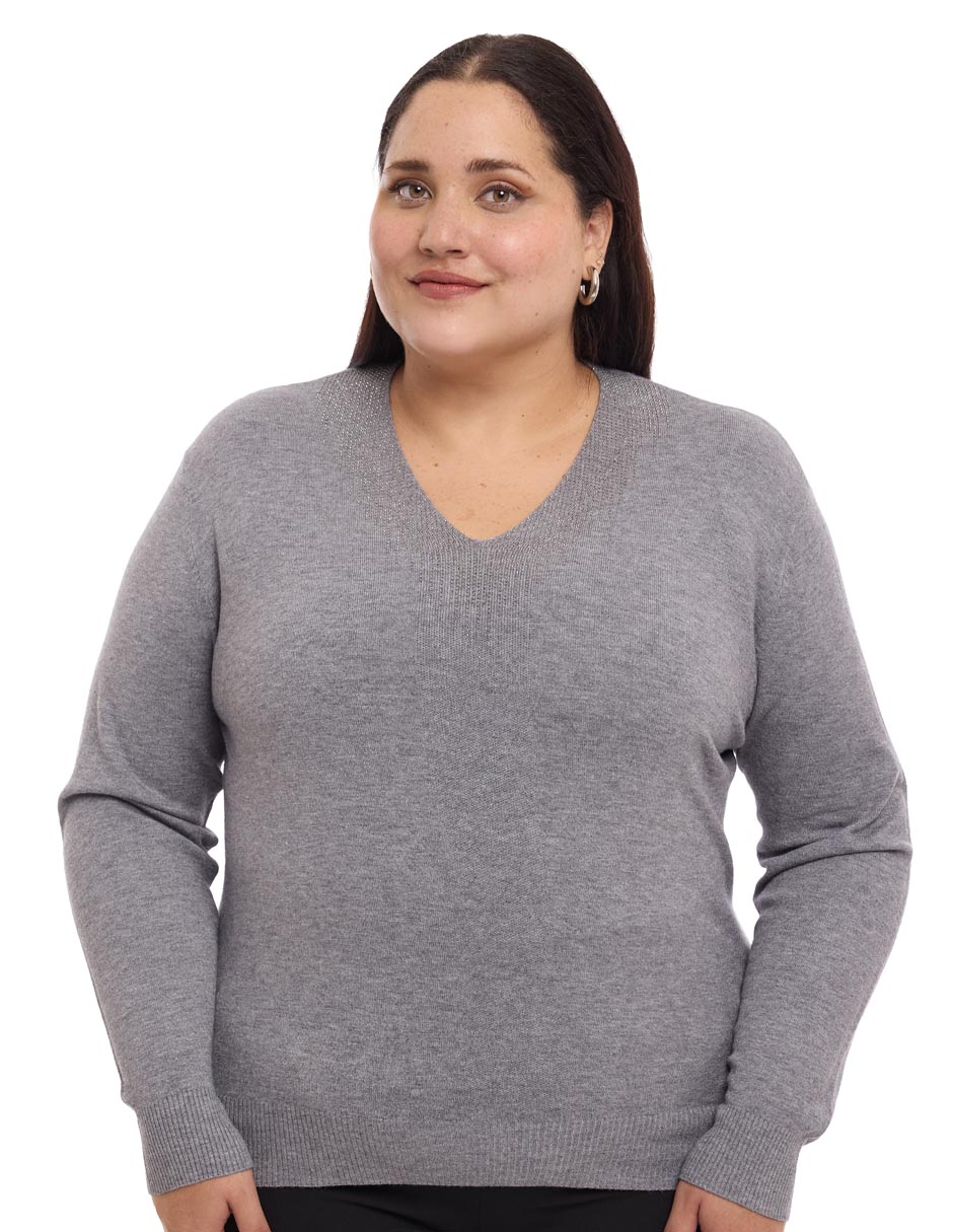 Suéter cuello v para mujer