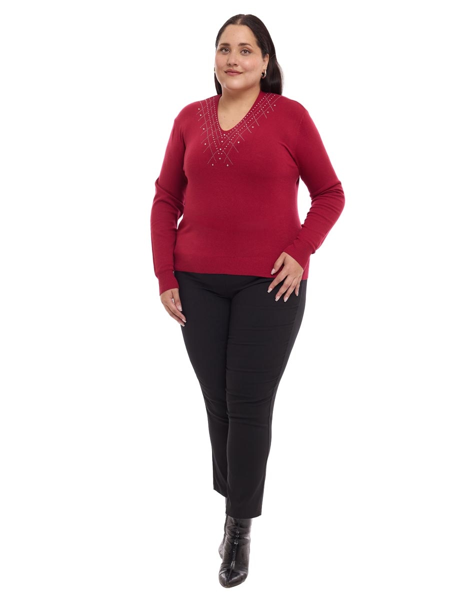 Suéter cuello v para mujer 3