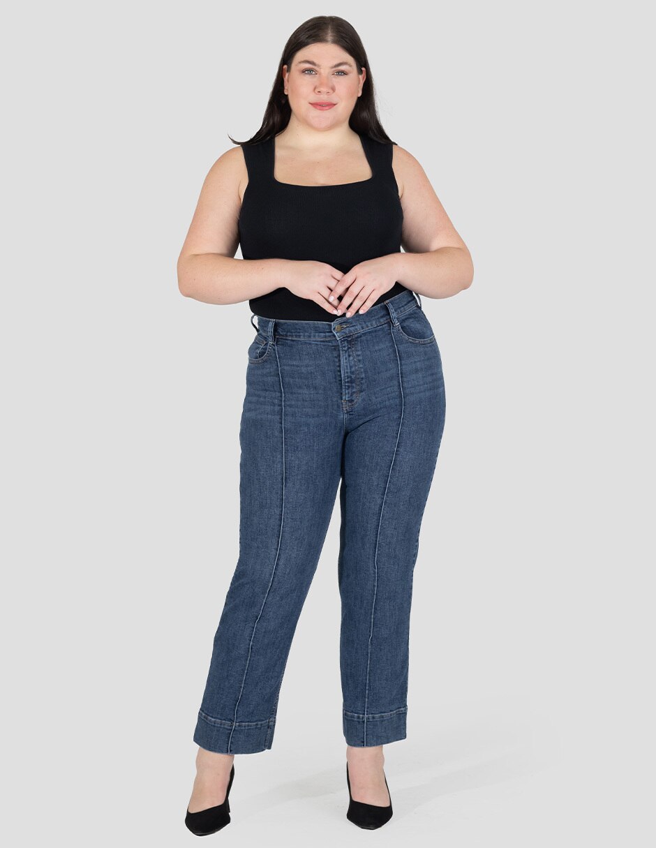 Jeans straight cintura alta para mujer 4