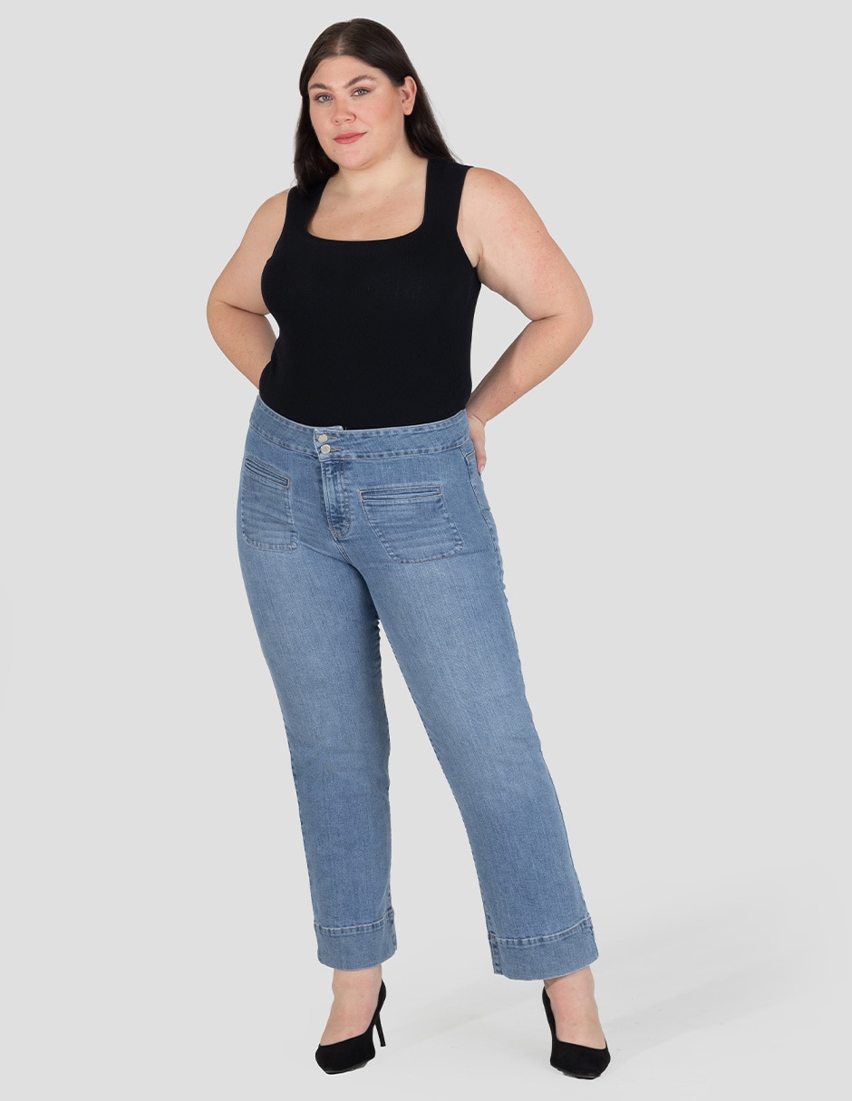 Jeans straight cintura alta para mujer 4