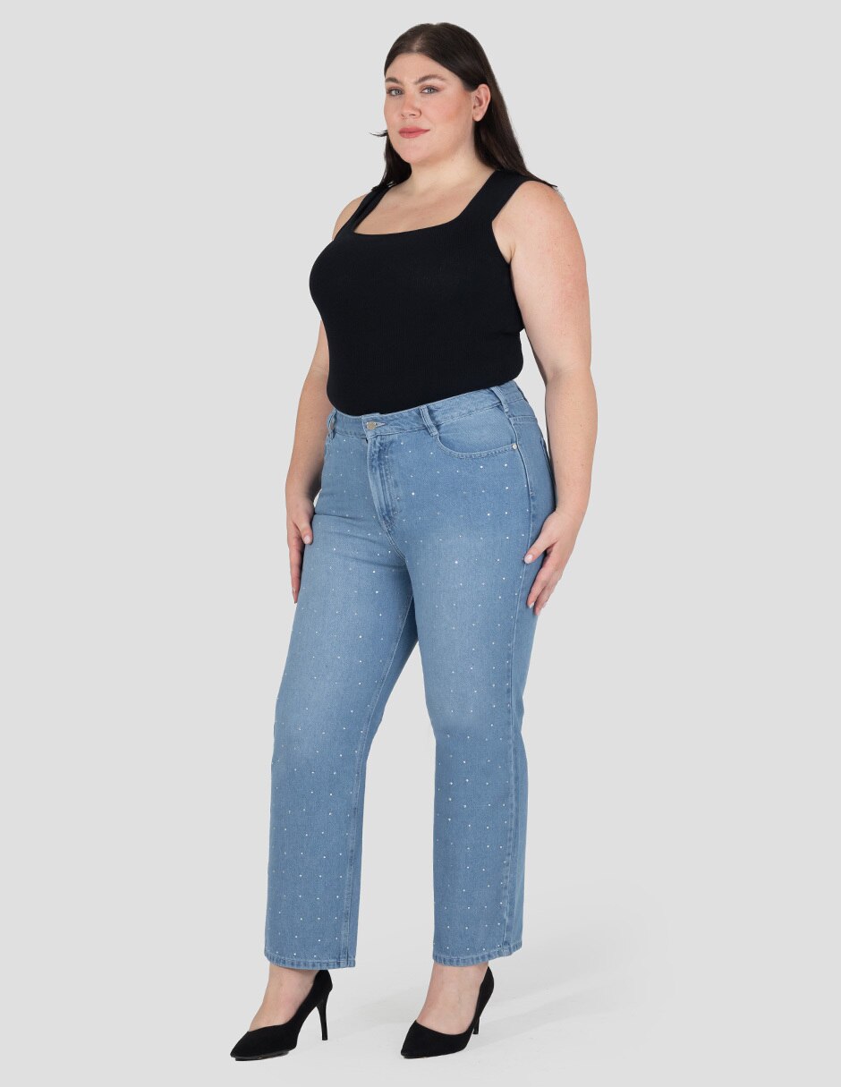 Jeans straight cintura alta para mujer 4