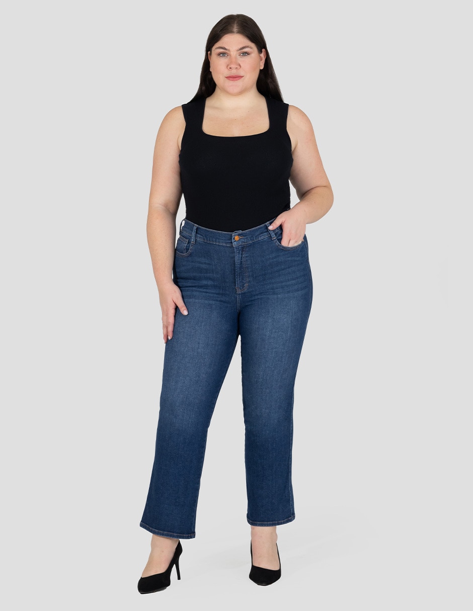 Jeans straight cintura alta para mujer 3