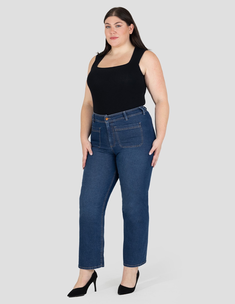 Jeans wide leg cintura alta para mujer 3