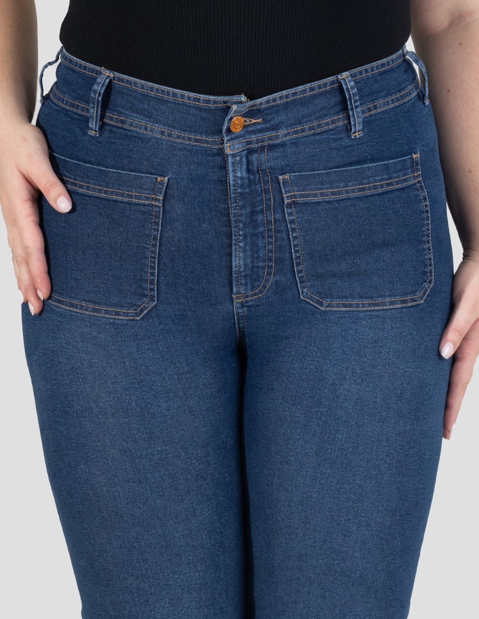 Jeans wide leg cintura alta para mujer 5